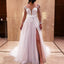 Simple Floor Length V-neck A-line Long Sleeve Wedding Dresses, TYP0191