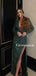 Elegant V-neck Mermaid Side Slit Sequin Simple Prom Dresses, PDS0244