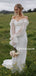Romantic Off-shoulder Mermaid White Long Sleeve Wedding Dresses, WDS0094