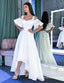 Unique Off The Shoulder White High Low Prom Dresses, TYP1770