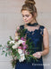 Mismatched Cold Shoulder Navy Blue Chiffon Bridesmaid Dresses with Ruffles, TYP1840