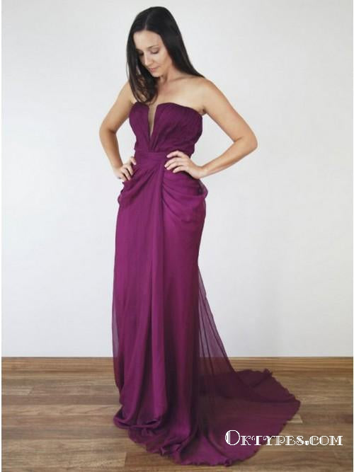 Mermaid Sweetheart Mermaid Ruched Purple Chiffon Bridesmaid Dresses, TYP1873