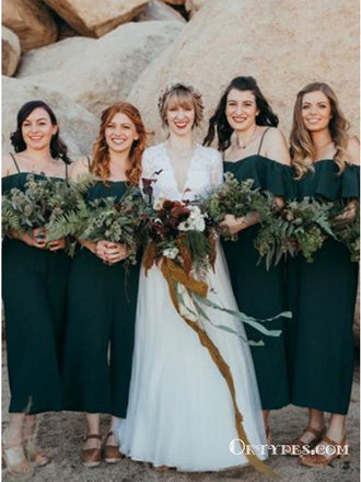 Charming Spaghetti Strap Off Shoulder Long Cheap Bridesmaid Dresses, TYP1758