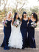 Charming Mermaid Sweetheart Spaghetti Straps Navy Blue Long Bridesmaid Dresses, TYP1753