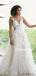 Vintage Ivory Lace Beautiful V-neck A-line Long Cheap Wedding Dresses, TYP1482