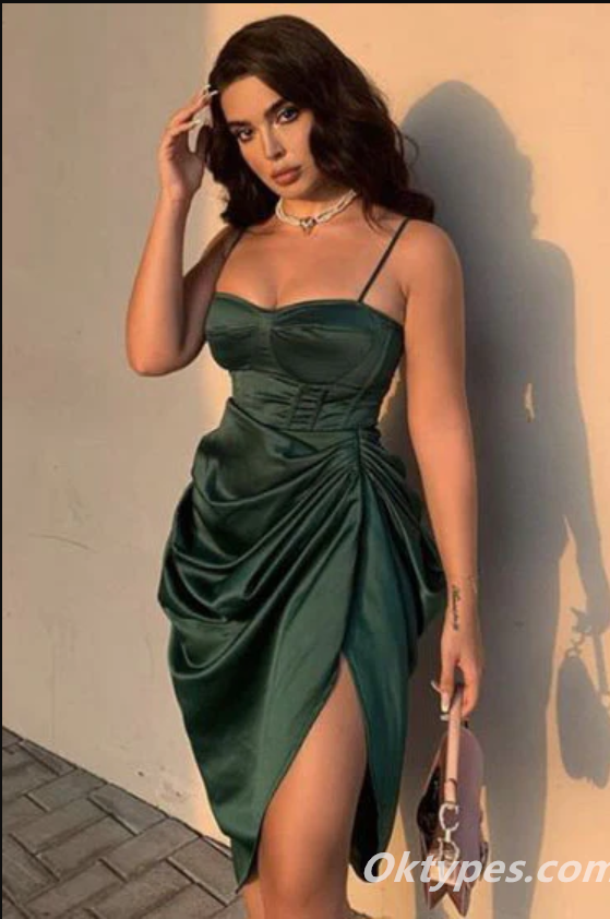 Sexy Dark Green Spaghetti Straps Sheath Short Prom Dresses, Homecoming Dresses,PDS0331