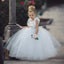 White Tulle Flower Girl Dresses, Beaded Backless Popular Little Girl Dresses, TYP0988