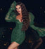 New Autumn Green V-Neck Long Sleeve Cheap Short Homecoming Dresses, HDS0005