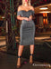 Chic Off the Shoulder Open Back Grey Sequins Short Homecoming Dresses, TYP1997