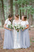 Short Sleeve White Top Light Grey Tulle Skirt Popular Bridesmaid Dresses, TYP0322