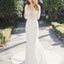 Sexy Deep V-neck Long Sleeve Open Back Lace Top Beach Wedding Dresses, TYP0760