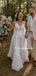 Charming V-neck A-line Lace Tulle Simple Wedding Dresses, TYP0959