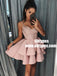 A-Line Spaghetti Straps Tiered Pink Satin Homecoming Dress with Sequins, TYP0921