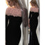 Black Long Mermaid Prom Dresses, Appliques Prom dresses, Off-shoulder Prom dresses, Charming Prom dresses, TYP0248