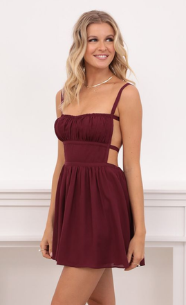Rust Chiffon Sweetheart Spaghetti Straps A Line Short Mini Homecoming Dresses, HDS0100