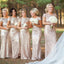Best Sale Cap Sleeve Sequin Mermaid Gold Bridesmaid Dresses, Long bridesmaid Dresses Online, TYP1131