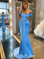 Sexy Satin Off Shoulder Sleeveless Mermaid Long Prom Dresses,PDS0699