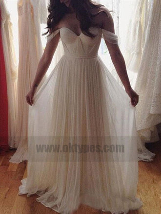 Off Shoulder Unique Casual Cheap Beach Wedding Dresses, TYP0820