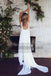 Spaghetti Straps V Neck Side Slit Simple Beach Wedding Dresses, TYP0818