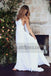 Spaghetti Straps V Neck Side Slit Simple Beach Wedding Dresses, TYP0818