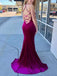 Grape Long Mermaid Prom Dresses, Beading Prom Dresses, Bateau Prom Dresses, Yarn Prom Dresses, TYP0194