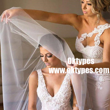 New arrival Mermaid One Shoulder Lace Appliques Bridesmaid Dress with Train, TYP0835