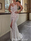 Sexy Shiny Special Fabric Spaghetti Straps Mermaid Long Prom Dresses With Split,PDS0428