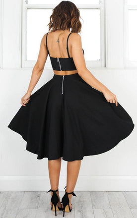 Simple Two Pieces Black Short Homecoming Dresses, CM505