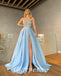 Sexy Satin Sweetheart Sleeveless Side Slit A-Line Long Prom Dresses , PDS0855