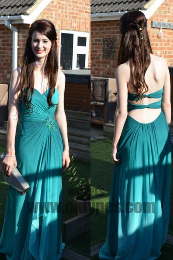 Long Floor Length Prom Dresses, Sweetheart Prom Dresses With Little Beading, Backless Prom Dresses, TYP0201
