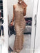 Champagne Foraml Evening  Long  High Neck With Sequins Prom Dresses, TYP1658