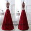 Red Two Piece Beading Prom dresses, Halter Prom Dresses, Zipper Prom Dresses, Soft Satin Prom Dresses, TYP0371