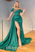 Sexy Satin High Neck Short Sleeve Side Slit Mermaid Long Prom Dresses, PDS0821