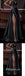 Sexy Black Satin Spaghetti Straps V-Neck Side Slit A-Line Long Prom Dresses,PDS0598