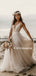 Popular V-neck A-line Open Back Tulle Long Wedding Dresses, WDS0107