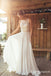 Elegant A-Line Round Neck White Chiffon with Lace,Beach Wedding Dresses, TYP1950