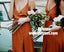 A-Line V-Neck Orange Chiffon Bridesmaid Dress with Split, TYP0873