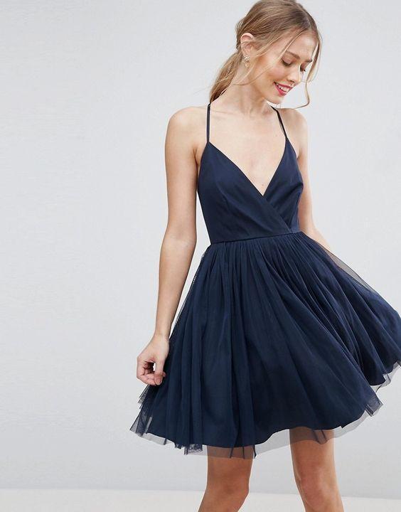 Navy Halter Blue Cheap Homecoming Dresses Under 100, CM404