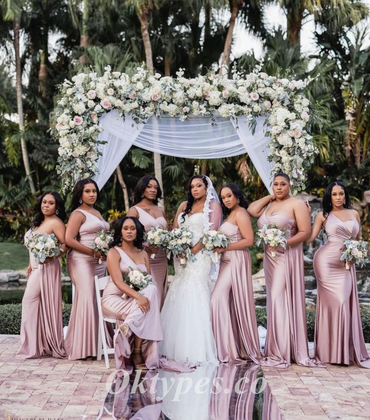 Sexy Soft Satin One Shoulder Mermaid Floor Length Bridesmaid Dressses With Trailing, BDS0259