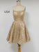 Gold Lace Short Cheap Homecoming Dresses_US4, SO19