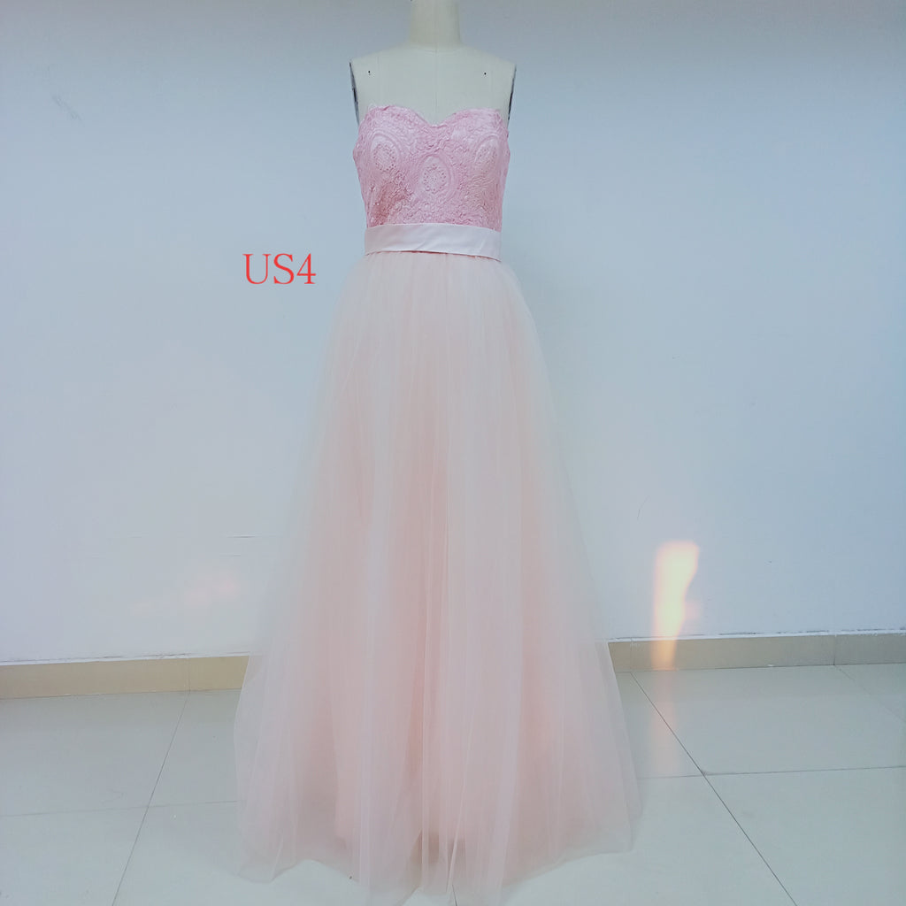Pink Long Cheap Tulle Prom Dresses With Applique_US4, SO031