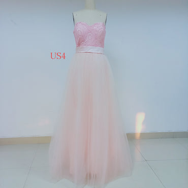 Pink Long Cheap Tulle Prom Dresses With Applique_US4, SO031