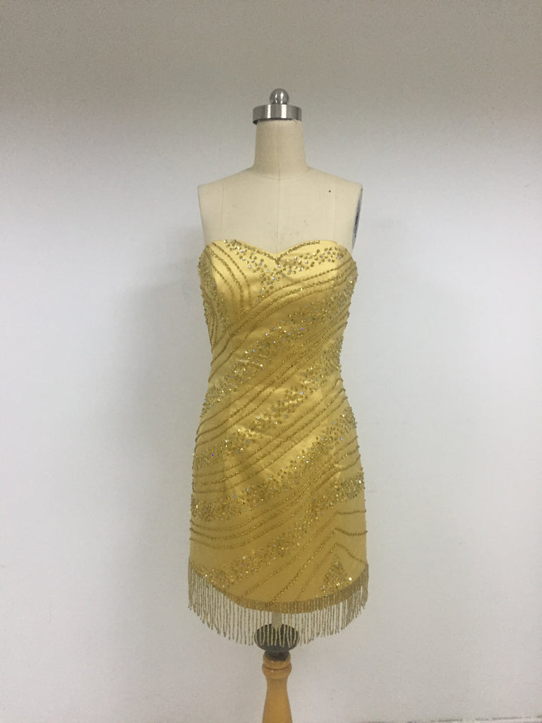 Gold Tight Beaded Homecoming Dresses_US4, SO013