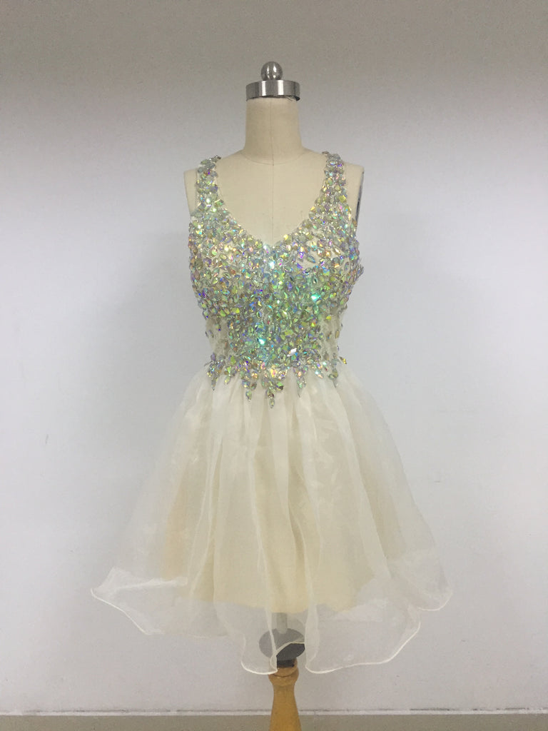 Ivory Top Beaded Tulle Homecoming Dresses_US6, SO012