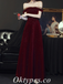Elegant Velvet Off Shoulder Sleeveless Lace Up Back A-Line Long Prom Dresses ,PDS0693