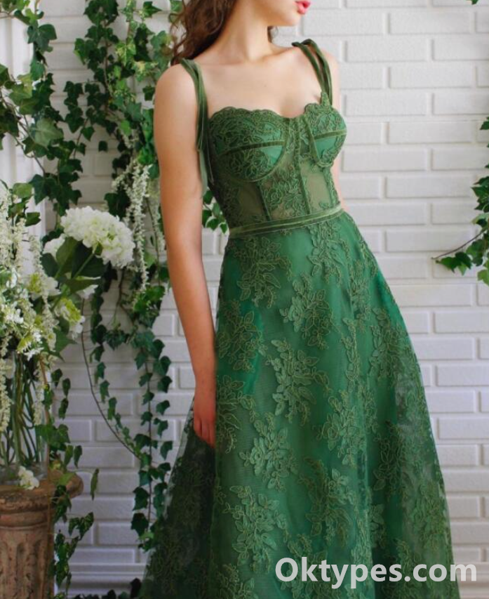Elegant And Cute Green Lace Spaghetti Straps Square Neck A-Line Long Prom Dress,PDS0321