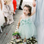 Mint Green Tulle Round Neck With Bow Appliques Cute Flower Girl Dresses, TYP1417