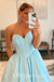 Simple Shiny Satin Sweetheart V-Neck A-Line Long Prom Dresses,PDS0733