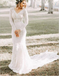 Mermaid V-Neck Long Sleeves Lace Wedding Dresses Online, TYP1324