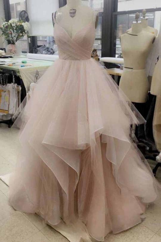 A-line Prom Dresses, Spaghetti Strap Tulle Prom Dresses, Cheap Prom Dresses, Charming Prom Dresses, TYP0217